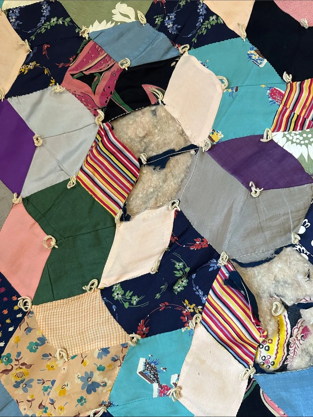 Antique Tumbling Blocks Butterfly Cotton Quilt Romantic Ethereal Beauty